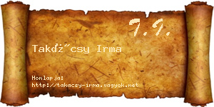 Takácsy Irma névjegykártya